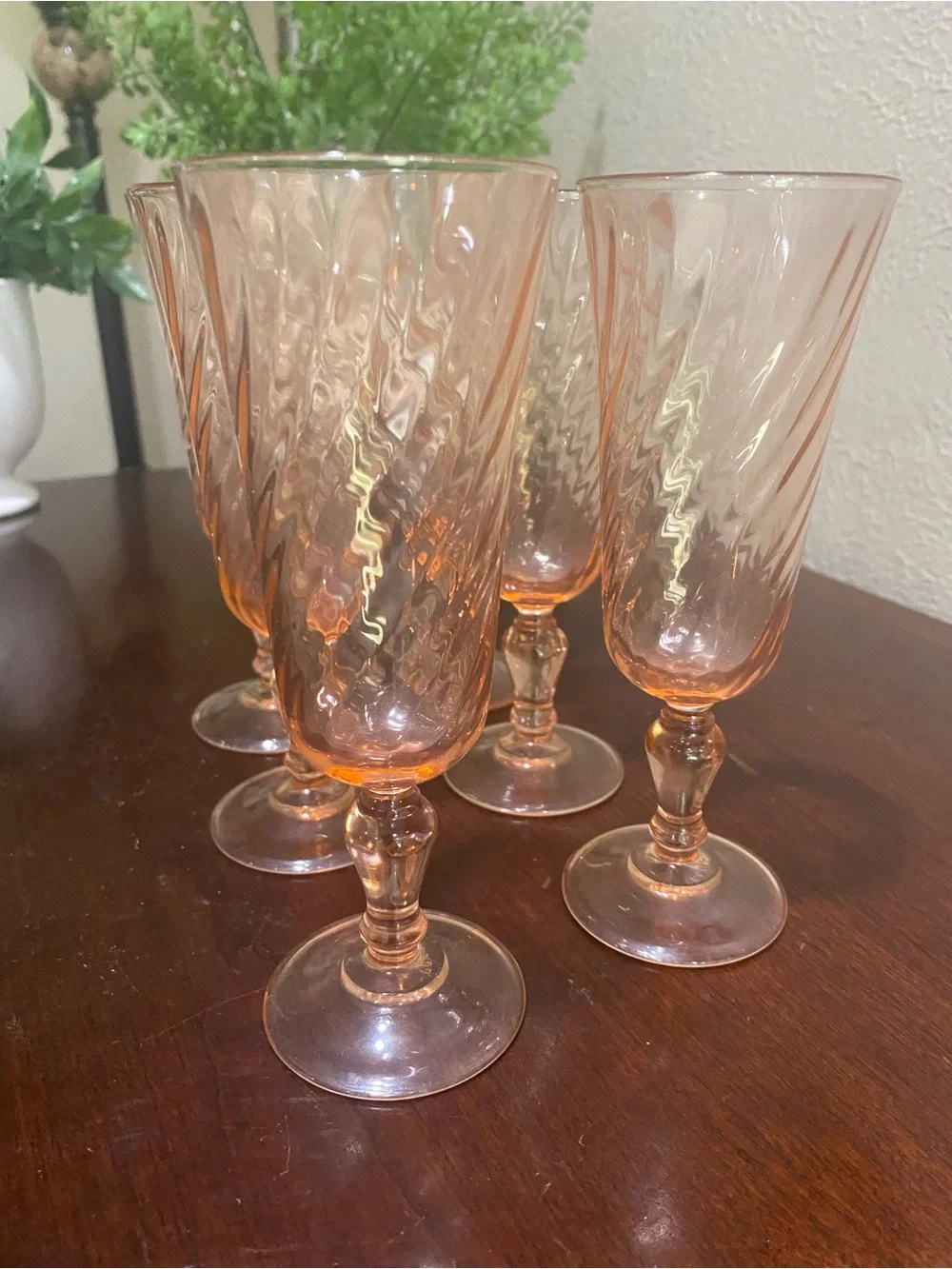 Vintage, Set of 7, Luminarc ROSALINE Champagne Flutes, Made in France